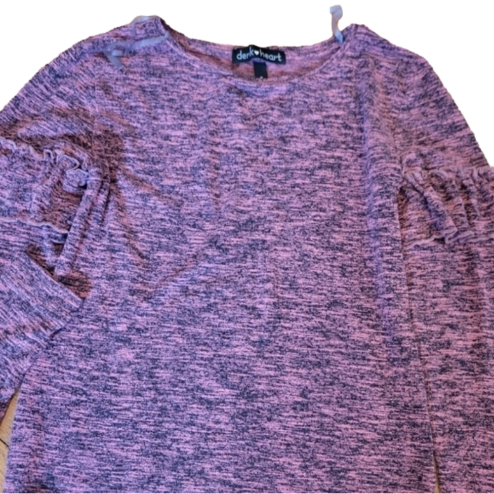 Derek Heart Pink Ruffle Long Sleeve Top